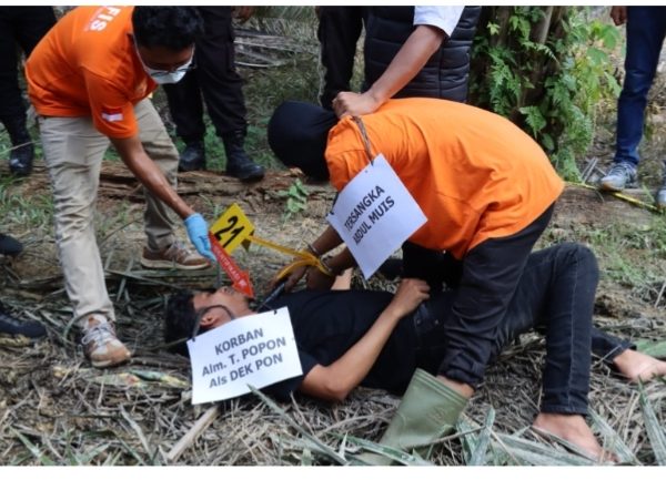 Polres Nagan Raya Lakukan Rekonstruksi Kasus Pembunuhan di Tadu Raya