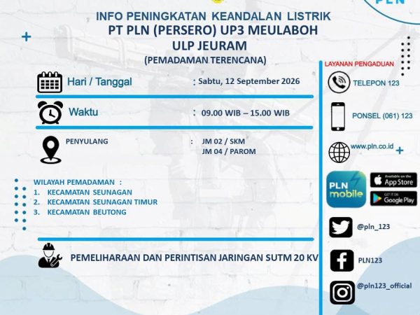 Pemadaman Listrik Di Nagan Raya Sudah Ada Pemberitahuan Sebelumnya 